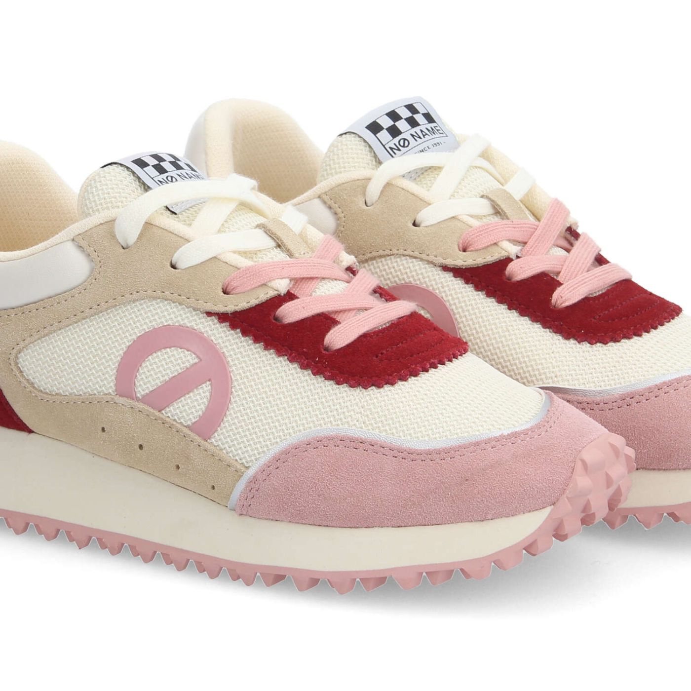 PUNKY JOGGER W - KNIT/SUEDE/SUED - BIANCO SPORCO/ROSA/ROSSO